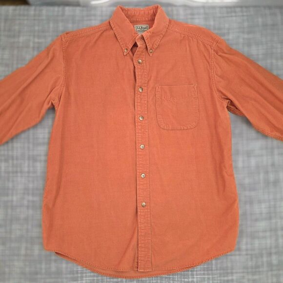 LL Bean Pin Wale Corduroy Shirt Outdoor Button Down Apricot YQ70 Men's M - Picture 7 of 12
